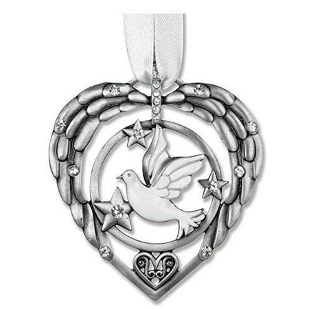 Remembrance Ornament - White Dove with Stars and Crystals