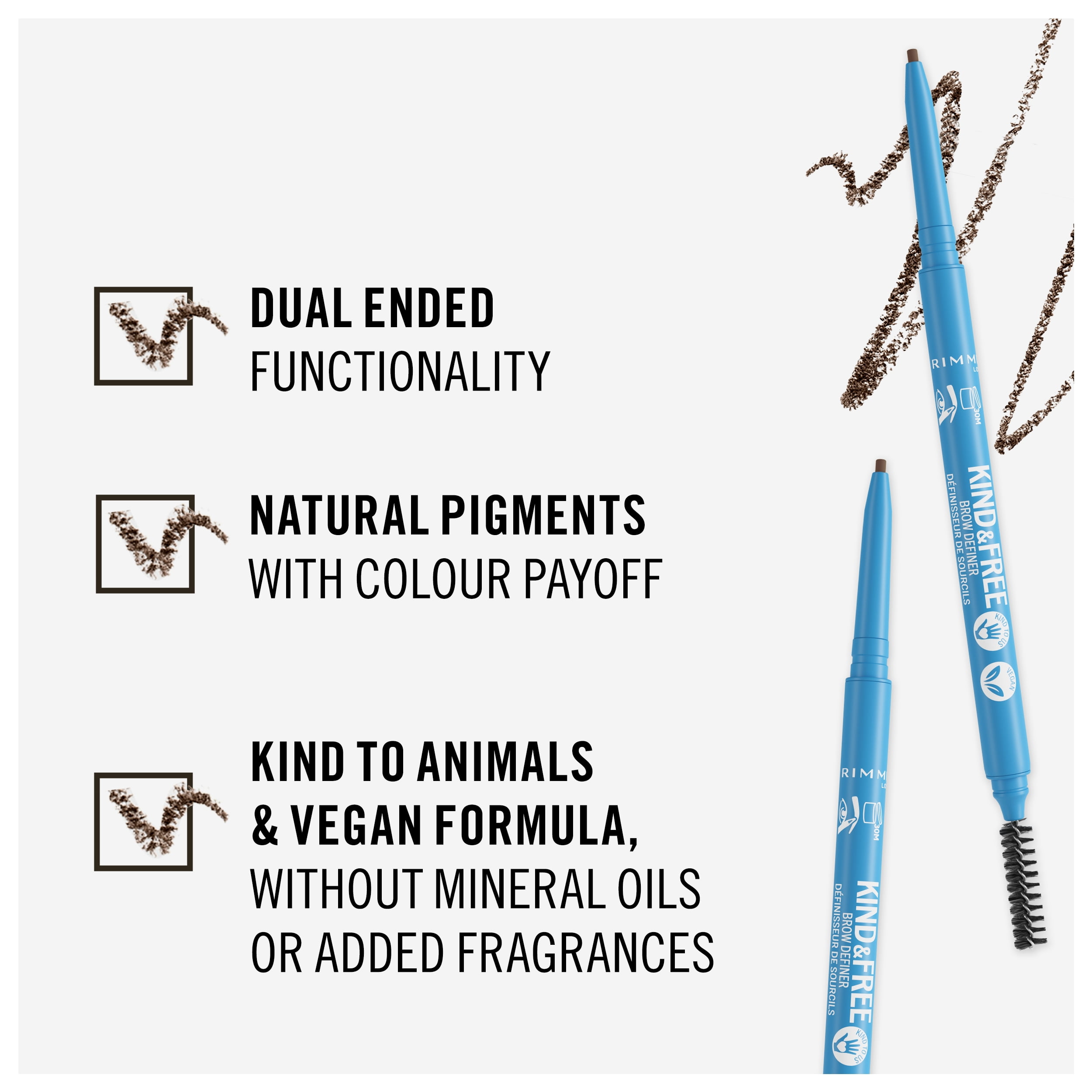 (2 pack) Rimmel Kind & Free Eyebrow Pencil, 006 Espresso, 0.003 oz