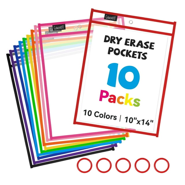 Fundas para tarjetas y documentos GAMENOTE, 10 x 14 cm, borrado en seco, paquete de 10