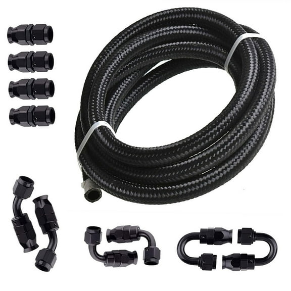 6AN 20 Ft Nylon PTFE Fuel Line Hose Kit Gas Ethanol E85 with 10Pcs Swivel Fuel Hose Filtting Adapter Kit Adapter