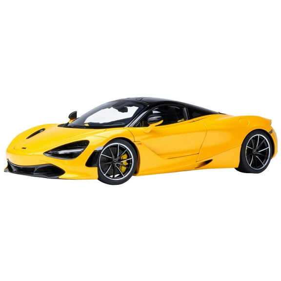 McLaren 720S Volcano Yellow with Black Top and Carbon Accents 1/18 Model Car by Autoart