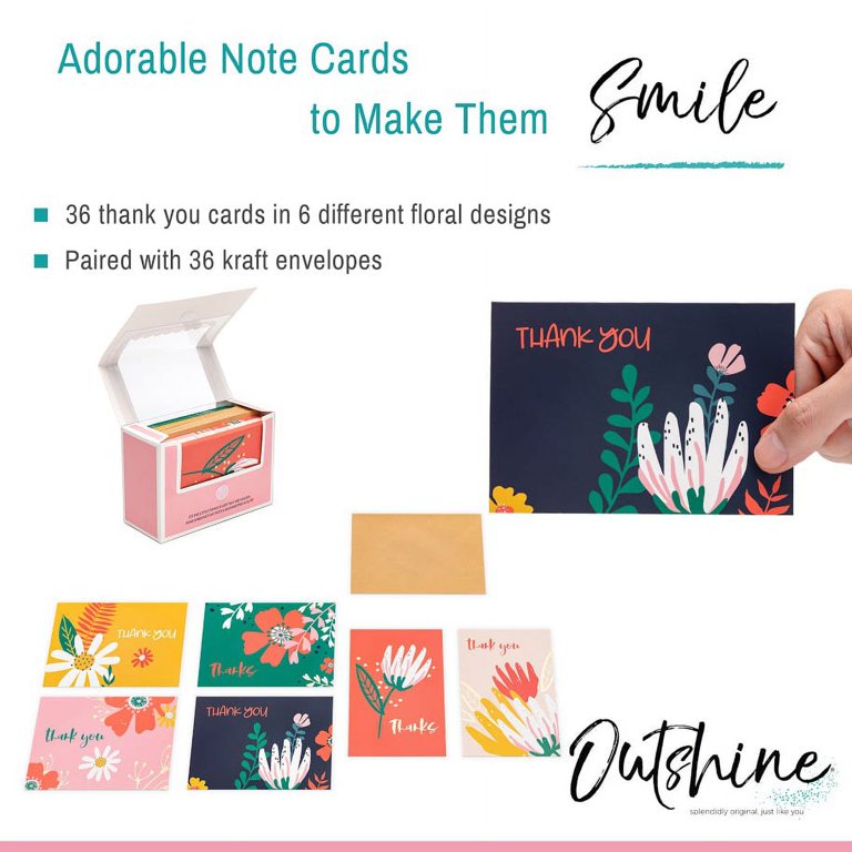 Outshine Blank Note Cards With Envelopes In Cute Storage Box - Bulk Blank  Cards With Envelopes All Occasion | Greeting Cards, Thank You Cards