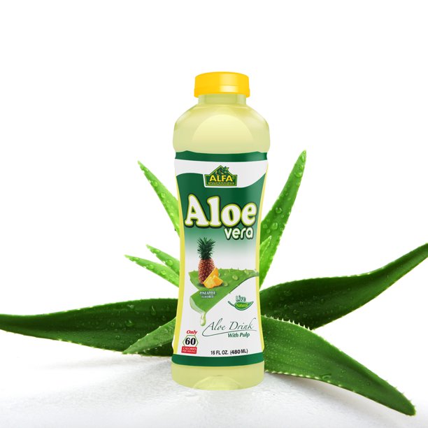 Alfa Aloe Vera Pineapple Flavor Healthy Drink, 16 Fl. Oz., 12 Count