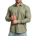 thumbnail image 3 of Zivyakyro Button down Shirts for Men Big and Tall Striped Golf Fall Long Sleeve Collared Shirt Casual Khaki 2XL, 3 of 8
