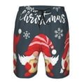 thumbnail image 3 of Honeii's Three Cute Christmas Gnomes Print Men's Casual Shorts with Drawstring，Swim Trunks Quick Dry Beach Shorts, 3 of 5