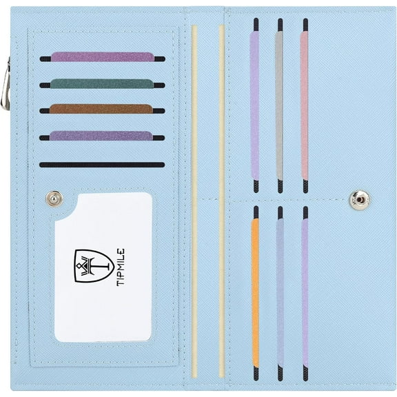 Ultra Slim Wallet for Women Bifold Leather RFID Blockg Credit Card Holder Ladies Womens Wallet with Zip Pocket