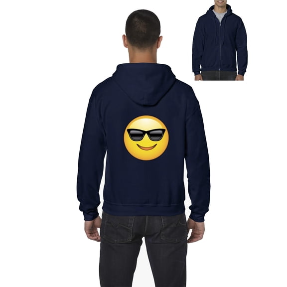 IWPF - Men's Sweatshirt Full-Zip Pullover - Emoji with Sunglasses