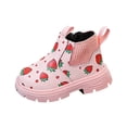 thumbnail image 4 of Girls Cute Ankle Boots Strawberry Printed Side Zipper Booties Kids Comfy Platform Non-Slip Short Boots Pink 8.5 Toddler, 4 of 7