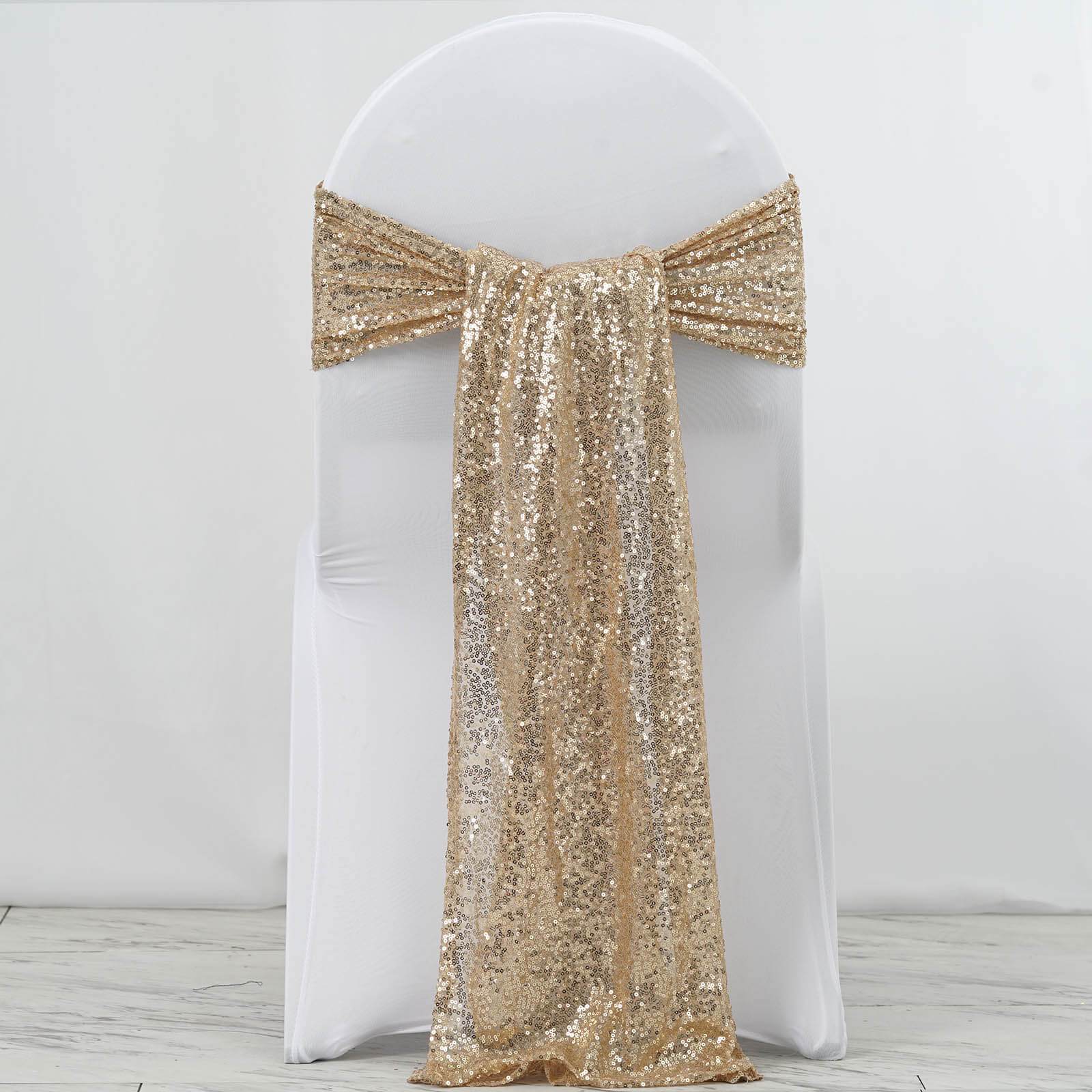 Efavormart 5 Pack 12"x108" Premium Sequin Chiavari Chair Sashes