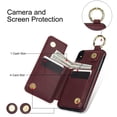 thumbnail image 2 of Allytech Wallet Case for iPhone XR, Card Holder & Zipper Pocket, Finger Grip Ring, Screen & Camera Protection, Luxury PU Leather Kickstand Double Buttons Flip Shockproof Case - Jujubered, 2 of 7