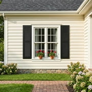 Demi Bonn Exterior Window Shutters - Indoor & Outdoor Use, Weather-Resistant Polypropylene, Easy DIY Install & Minimal Upkeep - Louver Shutters for Windows Outside, Vinyl, Brick, 14W*51 H, Black