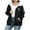 Black, variant on Winter Jackets for Women Fleece Lined Full Zip Up Long Sleeve Hooded with Pockets Solid Color Thick Wram Outwear