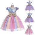 thumbnail image 5 of Hicidod Flower Girl Dress Tulle Tutu Rainbow Dress for Wedding Sequins Bowknot Mesh Birthday Party Kids Formal Princess Dresses Fall, 5 of 6
