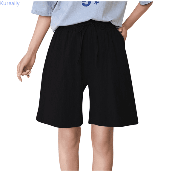 Kureaily Women's Casual Breathable Medium Pants Casual Wide Leg Pants Loose Beach Lounge Pants