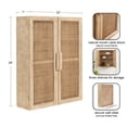 thumbnail image 5 of Kate and Laurel Ori Transitional Cane Two-Door Wall Cabinet, 22 x 7 x 28, Natural Wood, Decorative Rattan Over-the-Toilet Storage Cabinet with Three Shelves for Bathroom Decor or Living Room Display, 5 of 9