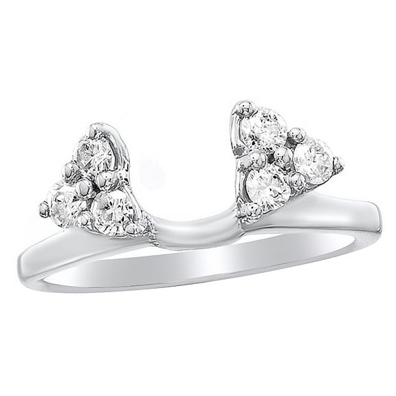 AFFY White Natural Diamond Tri Sides Solitaire Enhancer Ring in 14k White Gold (0.33 Cttw)