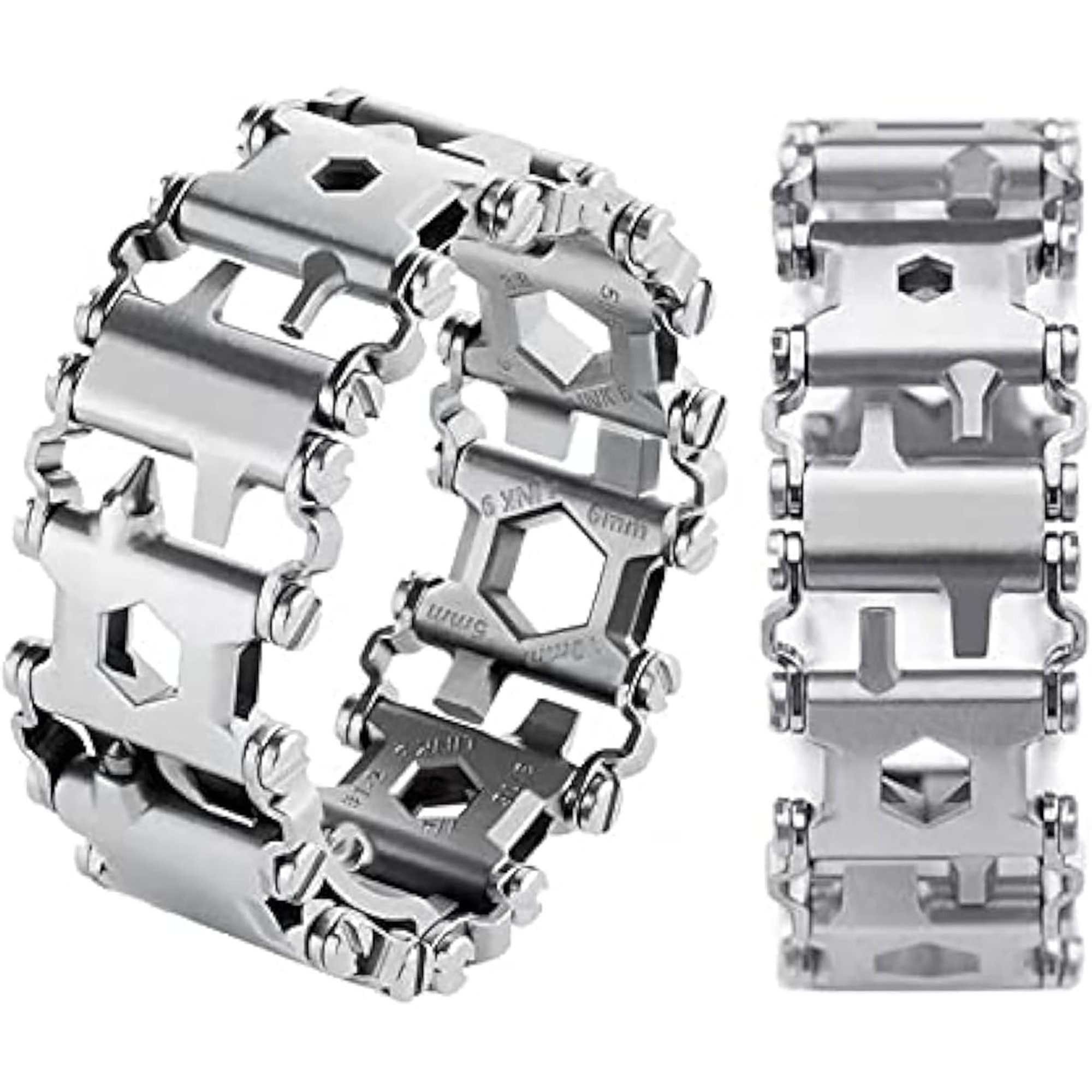 EXLEAF Multitool Bracelet 29 in 1 Tools Bracelet for Men and Women Stainless Steel Multi-Functional Tool Utility Wrist Survival Band for Sailing Travel Camping Hiking-Silver