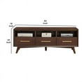 thumbnail image 4 of Benjara BM222462 3 Drawer Transitional TV Console with 3 Open Compartments, Walnut Brown, 4 of 5