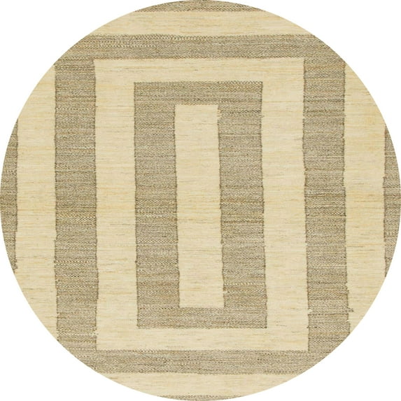 Ahgly Company Machine Washable Indoor Round Abstract Brown Gold Area Rugs, 6' Round