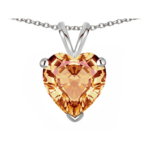 Star K � 8mm Heart Simulated Imperial Yellow Topaz Pendant Necklace