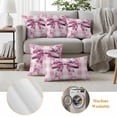 thumbnail image 6 of Spring Bow Flower Outdoor Waterproof Pillow Covers, Botanical Garden Flora Plaid Pink Decorative Rectangle Throw Pillowcase Sofa Cushion Sham for Patio/Couch/Chair, 20"x12" 2 Pack, 6 of 8