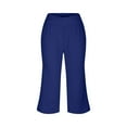 thumbnail image 4 of Travel Outfits Women Airport Women's Cropped Pants Summer Casual Pants With Pockets Women's Casual Beautiful Clothes for Women Loose for Long Sleeve Button down Shirt with Blue L, 4 of 6
