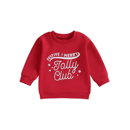 

Mioliknya Baby Christmas Sweatshirts Long Sleeve Star/Mug Letter Print Pullovers