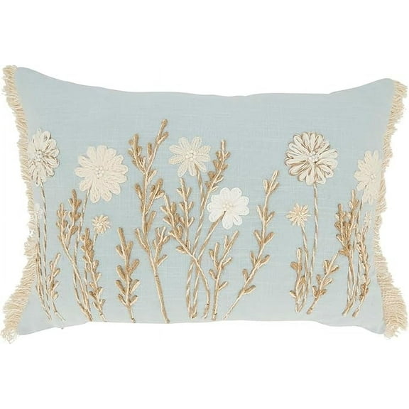 Delicate Embroidered Floral Pillow Cover