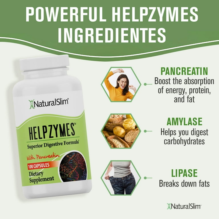 NaturalSlim Helpzymes, Digestive Enzymes with HCL Acid and