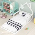 thumbnail image 4 of The White Twin Size Wood Floor Bed with a House-shaped Headboard for Fun Room Decor, 4 of 11