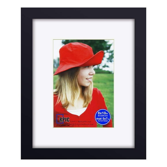 RPJc 8x10 inch Picture Frames Made of Solid Wood and High Definition glass Display Pictures 5x7 with Mat or 8x10 Without Mat for Wall Mounting Photo Frame Black
