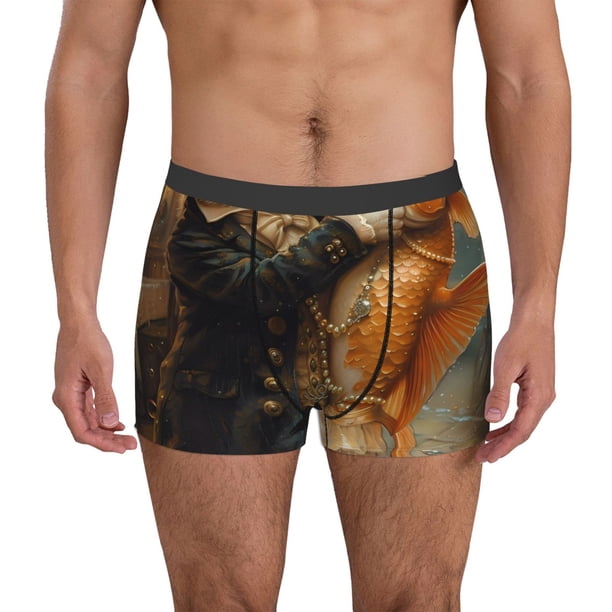 Balery Cat Fish Dance Vintage Calzoncillos bóxer para hombre, ropa interior de algodón suave y transpirable con cinturilla de nailon-X-Large