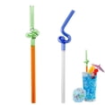 thumbnail image 1 of Pajitas de vidrio dobladas reutilizables, pajitas de vidrio para batidos, bebidas, batidos, jugos, 2 paquetes (multicolor), 1 of 6