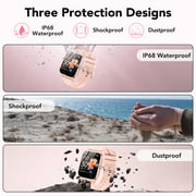 Smart Watch Fits for Android and IPhone, 1.85 inch Fitness Tracker, Men Womens Smartwatch with Answer/Make Calls/112+ Sports Modes/Message Reminder, IP68 Waterproof, for Gift Pink