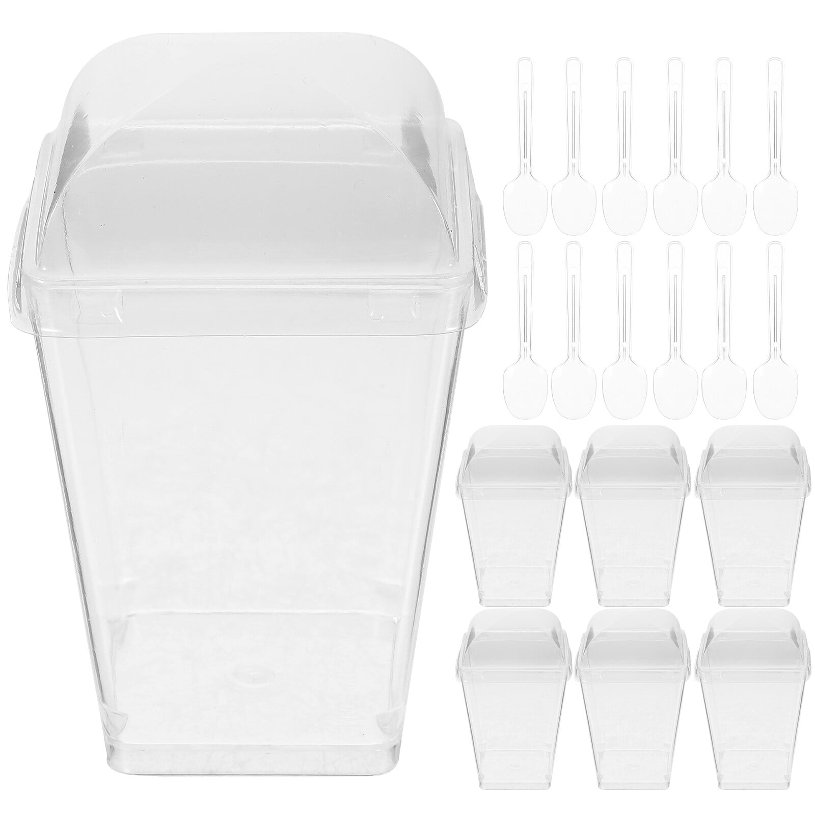 1 set of Dessert Cups with Lids Spoons Mousse Cups Ice Cream Cups