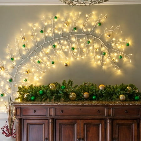 Wintergreen Lighting 118 Prelit Artificial Climbing Vine White with Warm White LED Lights for Home Party Wedding Decor