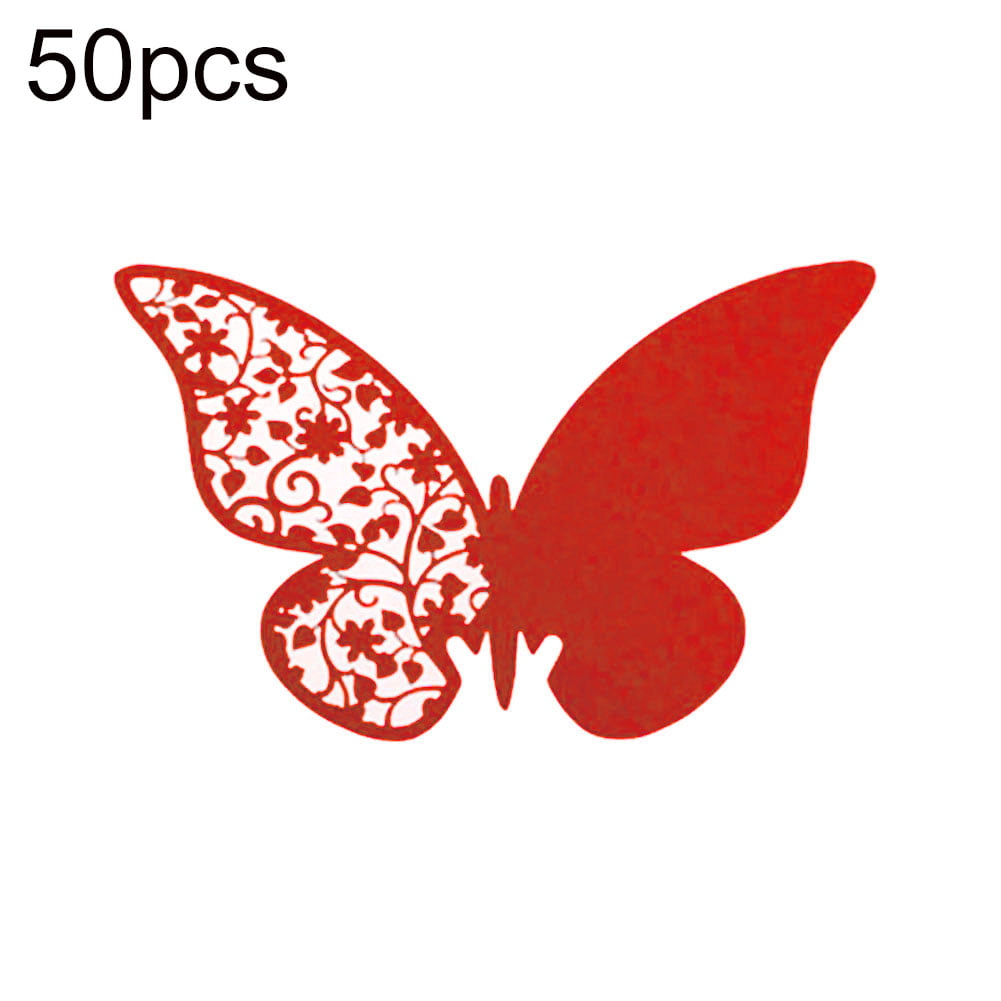 Weddings 12 Pack Butterflies Topper Crafts Cards, Burgundy 5 to 6 cm 