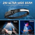 thumbnail image 4 of Headlamp Rechargeable 2PCS, 230° Wide Beam Head Lamp LED with Motion Sensor for Adults - Camping Accessories Gear, Waterproof Head Light Flashlight for Hiking, Running, Repairing, Fishing, Cycling, 4 of 8