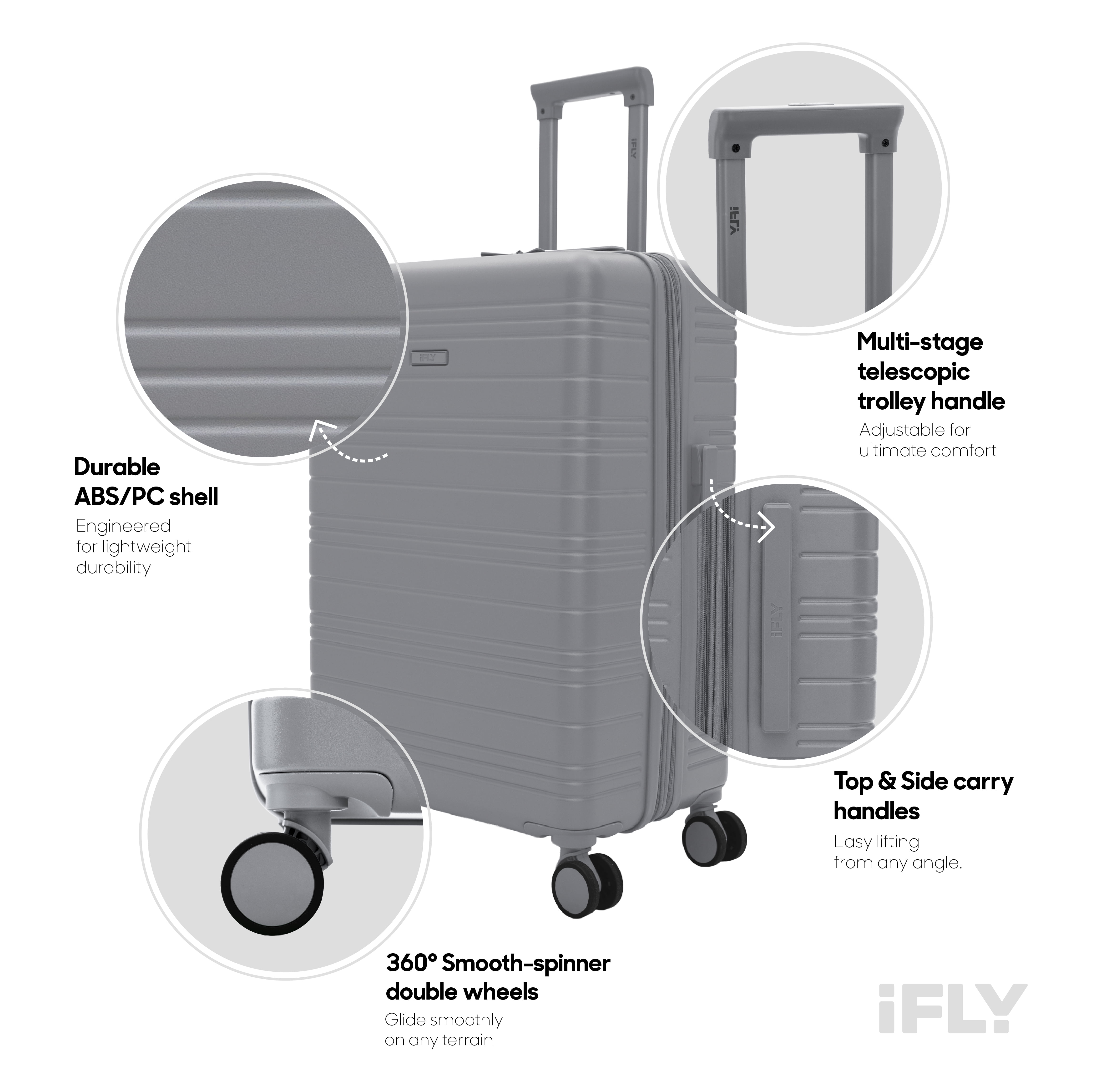 iFLY Take Off 28" Expandable Hardside Spinner Large Checked Luggage, Gray