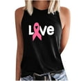 thumbnail image 1 of Pisexur Women's Breast Cancer Tshirt Sleeveless Round Neck Fighting Pink Ribbon Breast Cancer Awareness Racerback Tank Top, 1 of 5