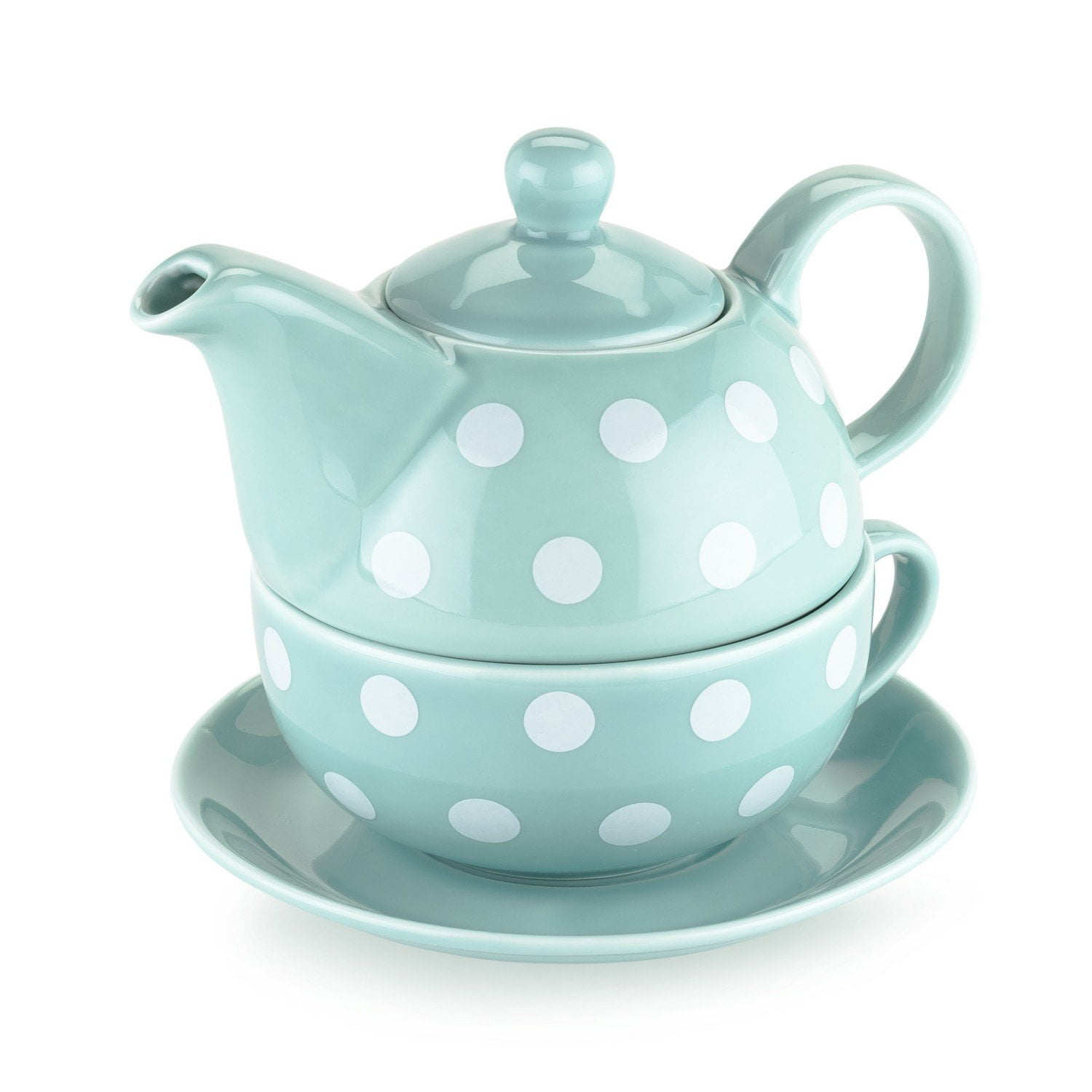 Teapots Ceramic, Addison Polka Dot Chinese Small Cute Tea Set For One