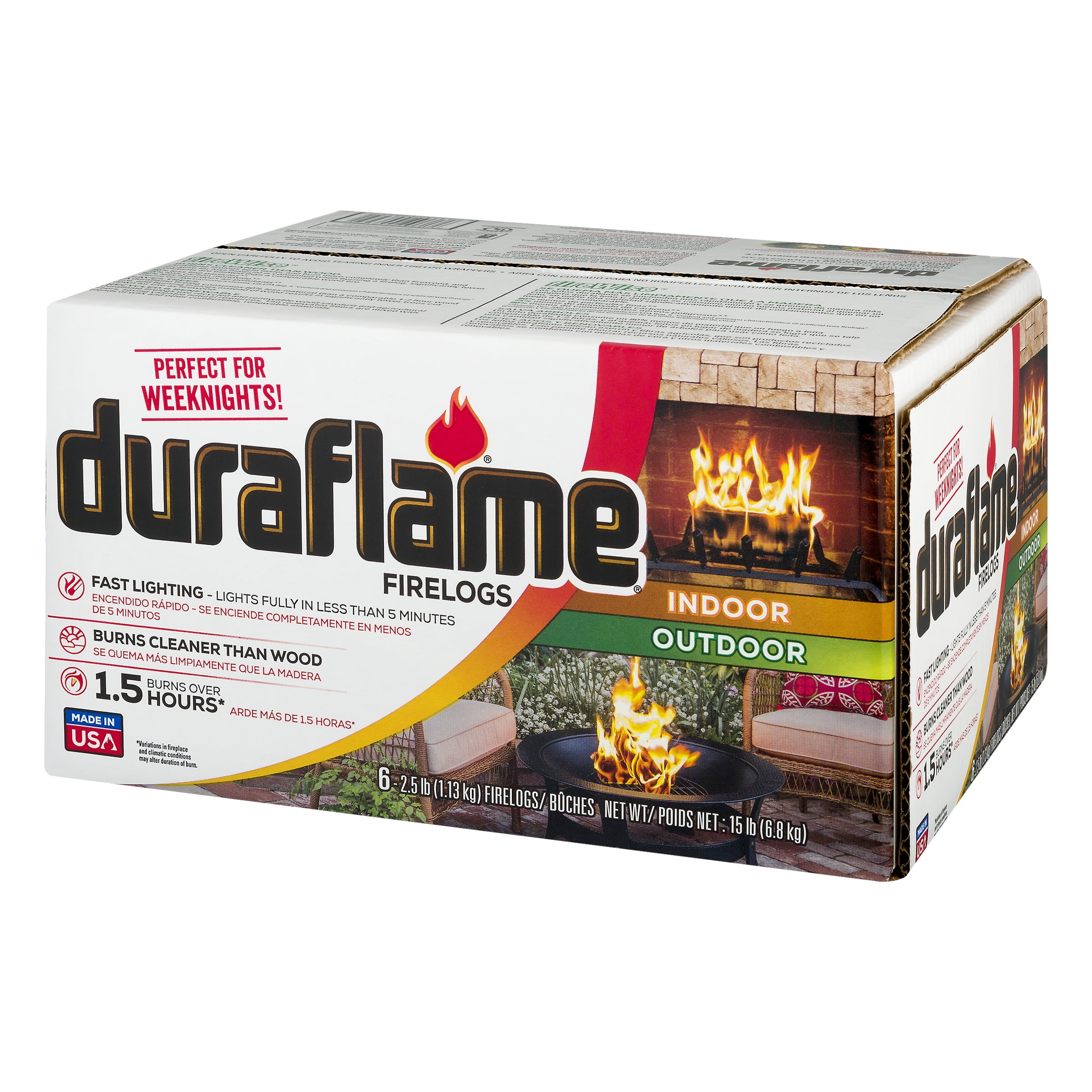 Open Box Duraflame 2.5lb Indoor and Outdoor Firelogs, 6-Pack Case - Burn for 1.5 Hours