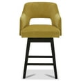 thumbnail image 2 of CHITA 26 in Swivel Counter Bar Stools Set of 2 with Open Contoured Back&Wood Legs, Velvet in Yellow, 2 of 8