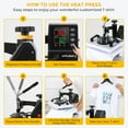 thumbnail image 6 of Adnoom Heat Press 12x10 with 360°Swing-Away Design, 650W Digital Shirt Press Machine with LCD Control Panel, DIY Vinyl Heat Press Sublimation Machine for T-shirts, Canvas, Bags, 6 of 8