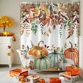 thumbnail image 4 of Shower Curtains for Bathroom-60"x72",Thanksgiving Pumpkin Autumn Watercolor Leaves Waterproof Bath Curtain Shower Curtain Set, 4 of 7