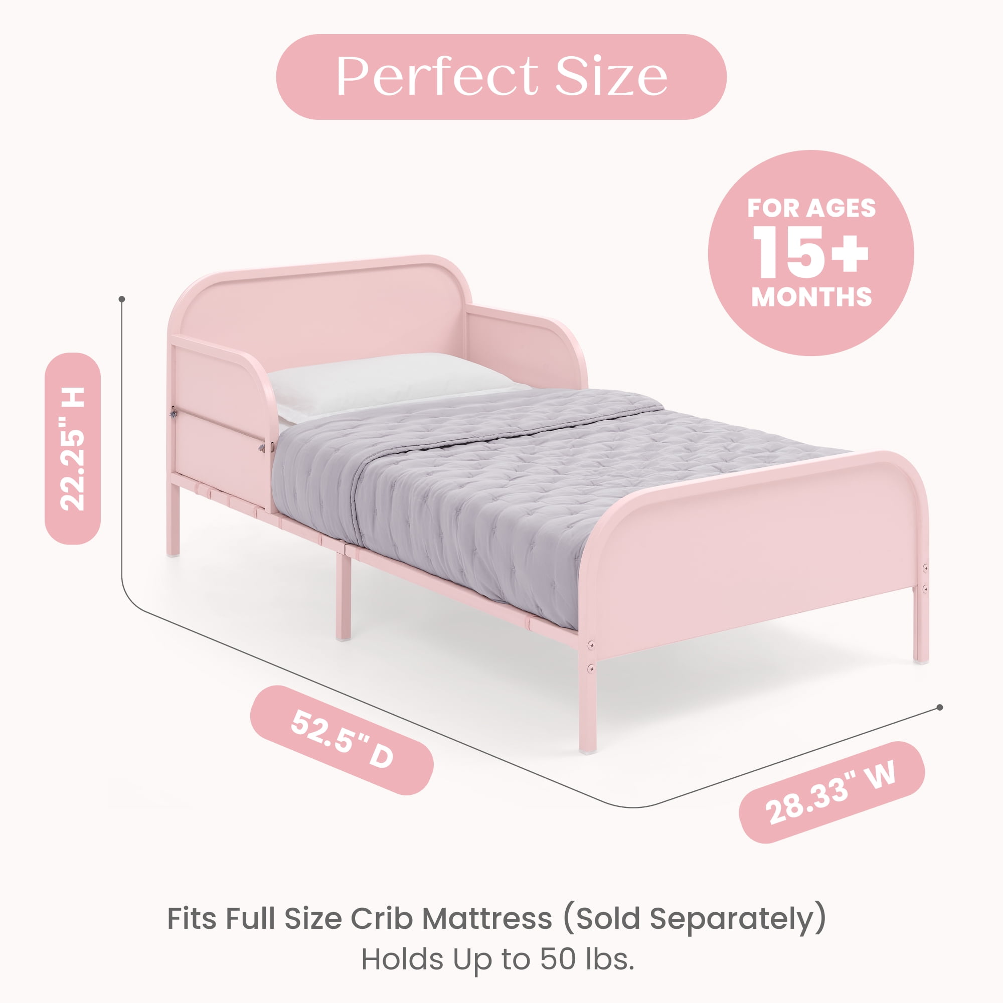Delta Children Magic Magnet Toddler Bed with Customizable Magnets & Built-In Book Storage, Pink