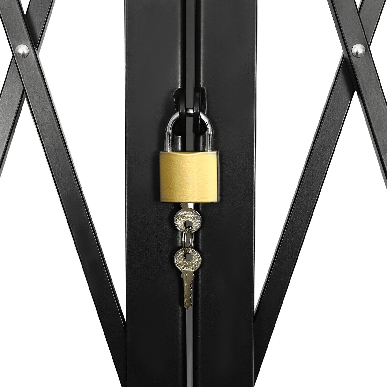 Expandable Door Gate 6-1/2'H x 12'W Scissor Gate Double Folding Security Gate Full Iron Frame (Ear Tabs And Padlock) Aluminum Mesh