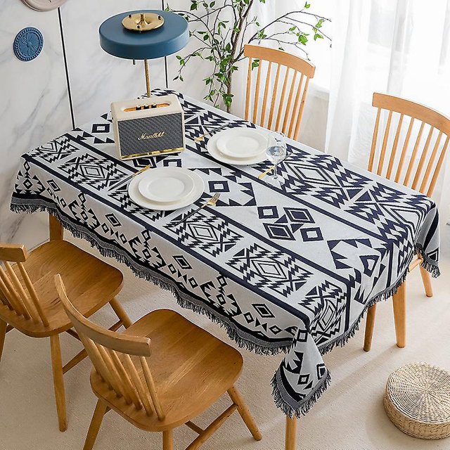 Camino de mesa mexicano vintage, estilo geométrico, redondo, decorativo, bohemio, para comedor, estilo bohemio, oriental, mandala, de arpillera, para cumpleaños, 90 x 90 cm, Mu