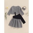 thumbnail image 5 of FEORJGP Toddler Girl 3pcs Casual Outfits 6M-3T Infant Baby Long Sleeve Cardigan Houndstooth Coat Crew Neck Tops with One Shoulder Long Sleeve Bow Dresion Vintage Cute Clothes for Spring Fall, 5 of 7