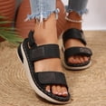 thumbnail image 2 of Rokment Womens Sparkly Rhinestones Ortho Walking Sandals with Arch Support Comfortable Fashion Casual Leather Memory Foam Platform Wedge Slingback Dressy Non Slip Work Summer Shoes Black Size 6, 2 of 8